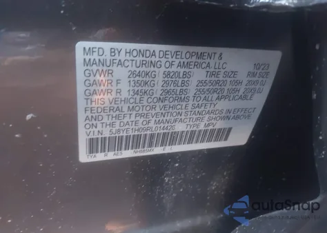 2024 Acura Mdx A-Spec z USA, uszkodzony, nr VIN 5J8YE1H09RL014426